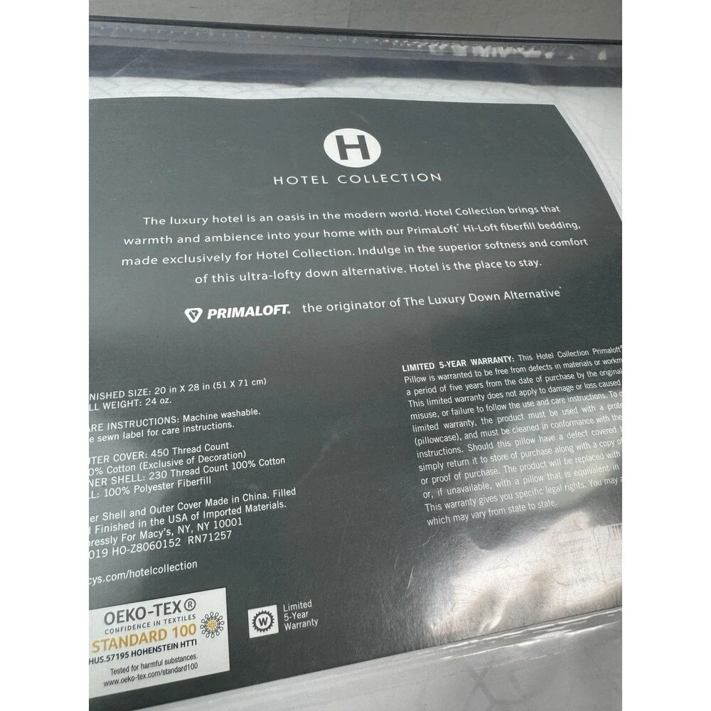 Hotel Collection Primaloft Luxury Down Alternative Medium Standard/ Queen Pillow